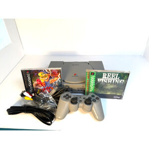Sony PlayStation 1 PS1 SCPH-1001 Console + Controller & 2 Games - Tested/Works